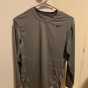 Men's Nike Pro Combat long sleeve shirt, Gray, Size L